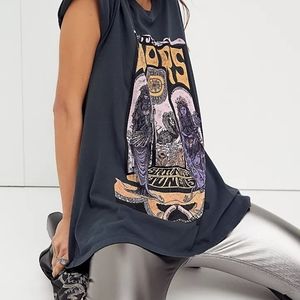 Daydreamer Free People The Doors Tee Shirt Dress in Vintage Black